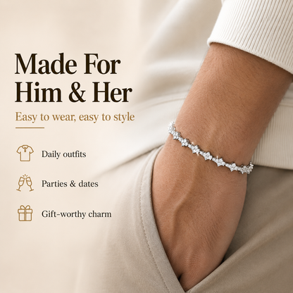 ✨ Gold Tennis Bracelet 6.5mm – CZ Clover Design, Gift for All
