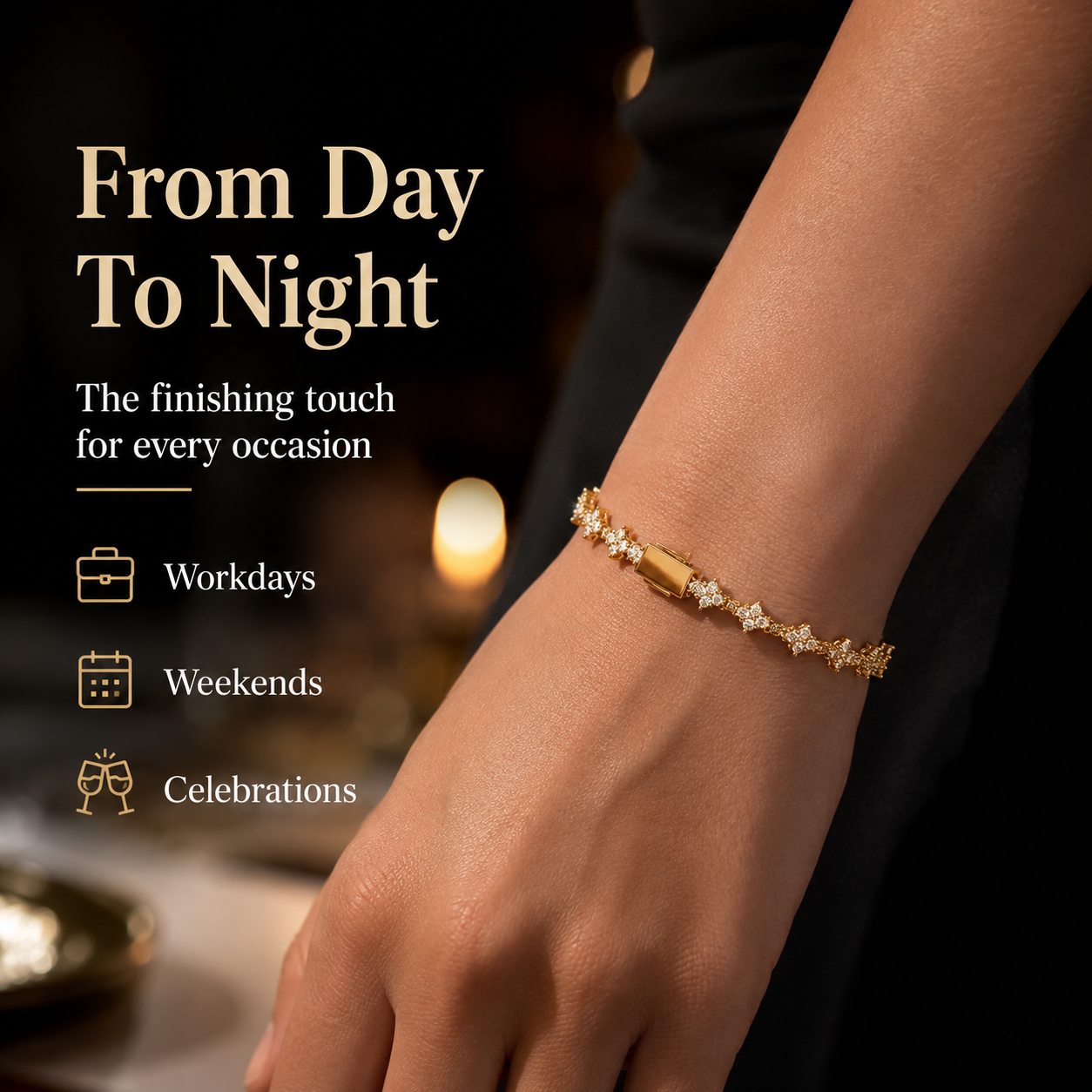 ✨ Gold Tennis Bracelet 6.5mm – CZ Clover Design, Gift for All