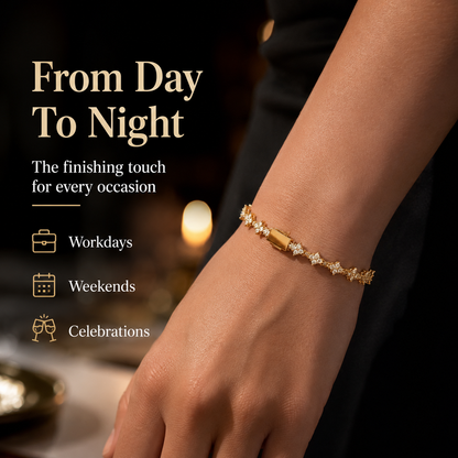 ✨ Gold Tennis Bracelet 6.5mm – CZ Clover Design, Gift for All