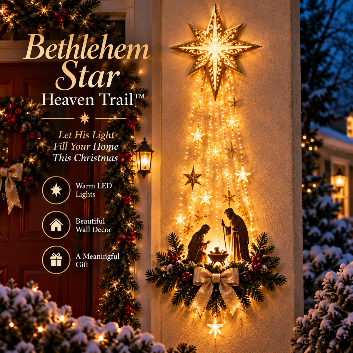 ✨Last Day 49% OFF✨ ✝️ Bethlehem Star of Faith – Lighted Nativity Wall Decor
