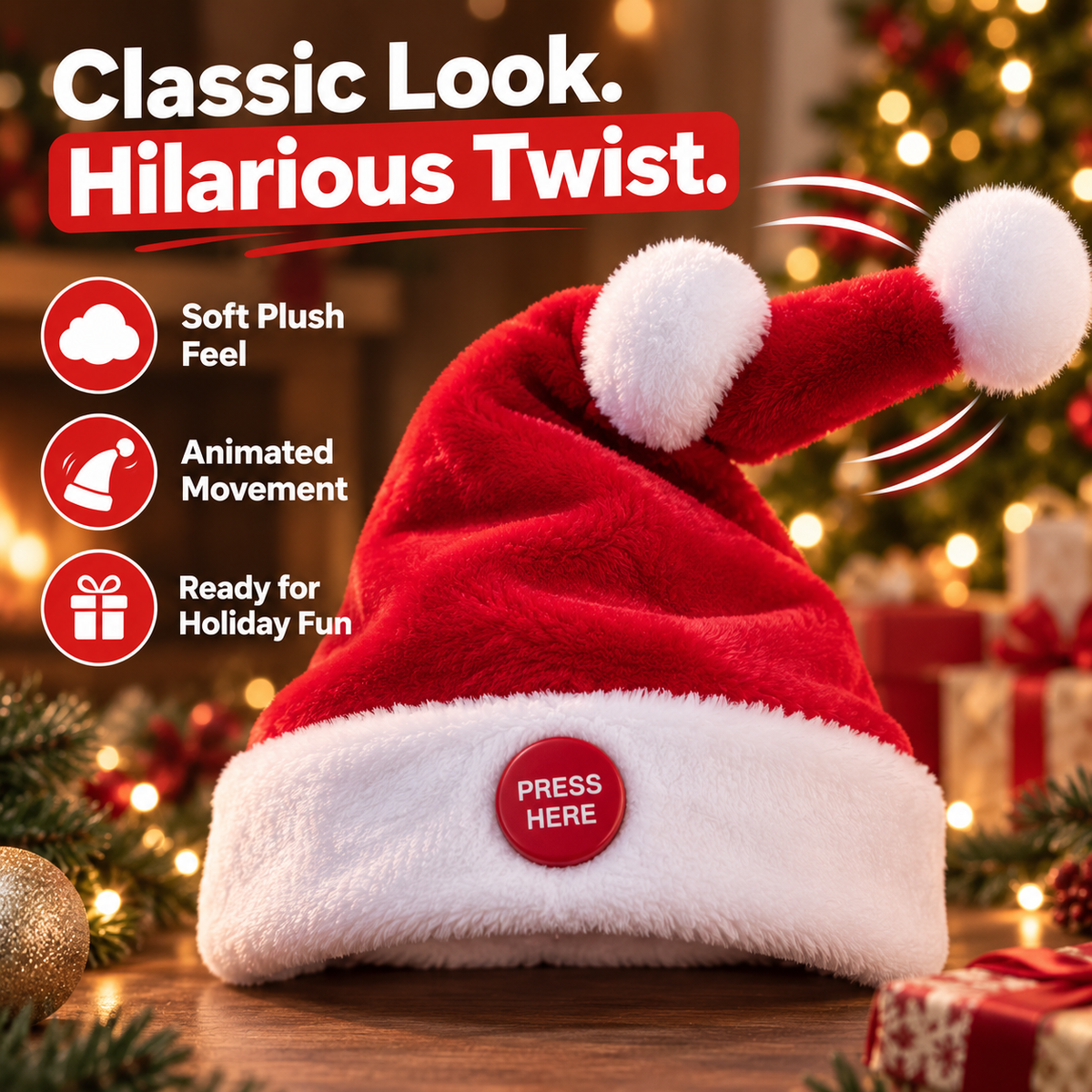 🎅 Singing & Dancing Santa Hat – The Christmas Hat That Steals the Party