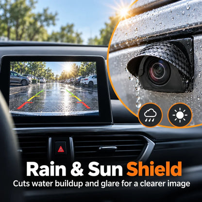 Car Camera Rain Shield – Rear & Side Lens Sun Visor Cover