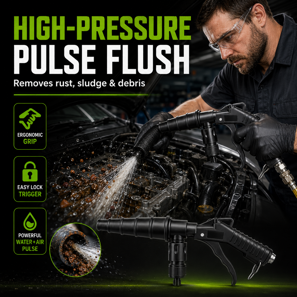 🚗High-Pressure Pulse Flush Gun Kit for Radiator Cleaning
