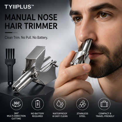 Manual Nose Hair Trimmer – Stainless Steel 360° Trimmer, Waterproof & No Battery Required