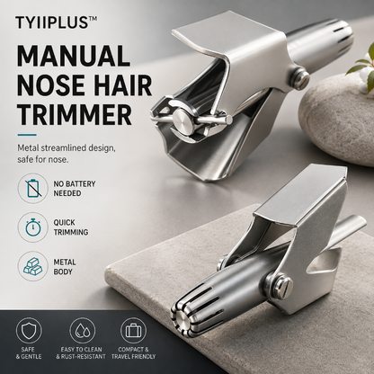 Manual Nose Hair Trimmer – Stainless Steel 360° Trimmer, Waterproof & No Battery Required