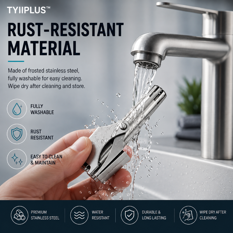 Manual Nose Hair Trimmer – Stainless Steel 360° Trimmer, Waterproof & No Battery Required