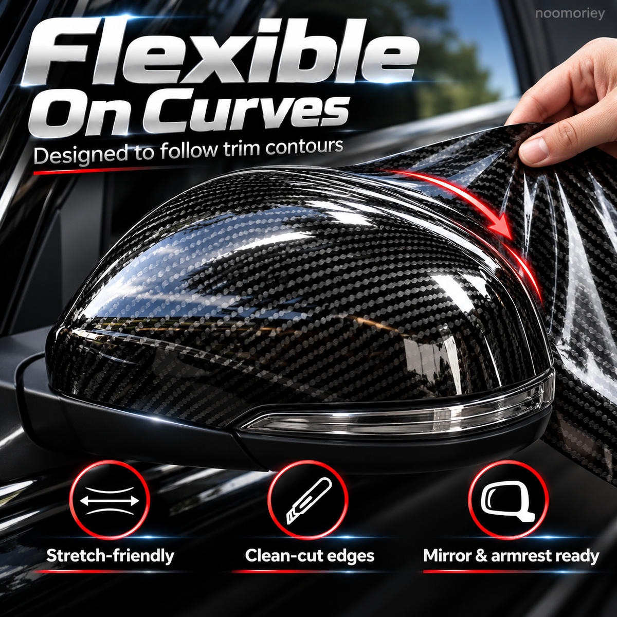 ✨ 6D Gloss Carbon Fiber Vinyl Wrap – Self-Adhesive Waterproof Car Interior & Exterior Trim Film