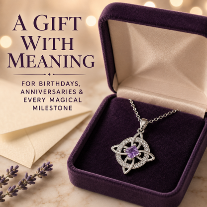 🔮 Personalized Witch’s Knot Birthstone Necklace – Sacred Protection & Luck Talisman ✨