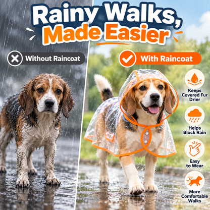 🐶 Pet Raincoat – Transparent Waterproof Dog Cape, Lightweight Protection for Small & Medium Dogs