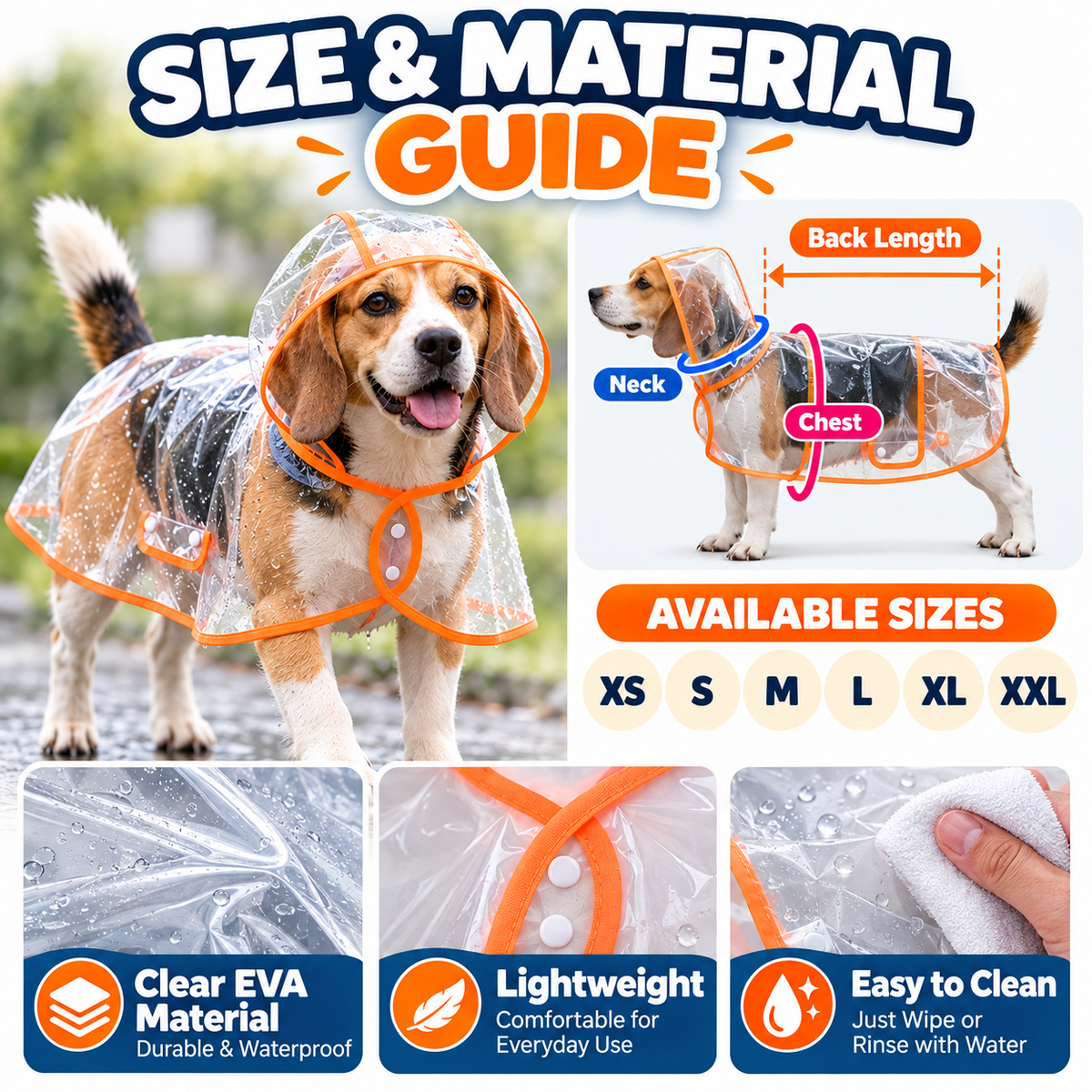 🐶 Pet Raincoat – Transparent Waterproof Dog Cape, Lightweight Protection for Small & Medium Dogs