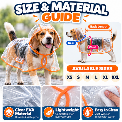 🐶 Pet Raincoat – Transparent Waterproof Dog Cape, Lightweight Protection for Small & Medium Dogs