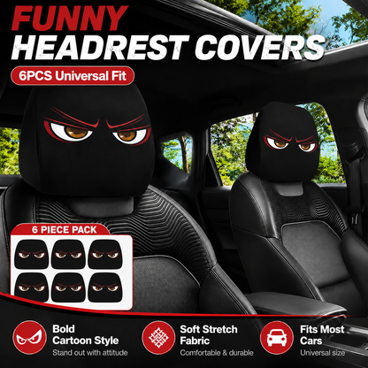 🔥HOT SALE 55% OFF😆 Funny Cartoon Car Headrest Covers – 2PCS Universal Fit 🚗