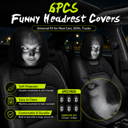 🔥HOT SALE 55% OFF😆 Funny Cartoon Car Headrest Covers – 2PCS Universal Fit 🚗