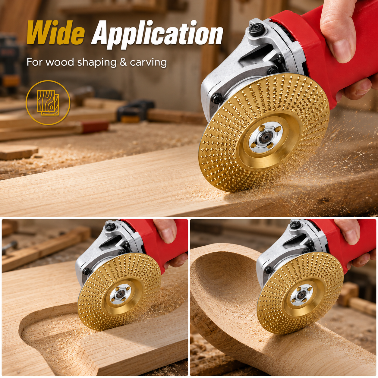 🔥 Wood Shaping Disc for Angle Grinder – Fast-Cut Carbon Steel Carving Wheel