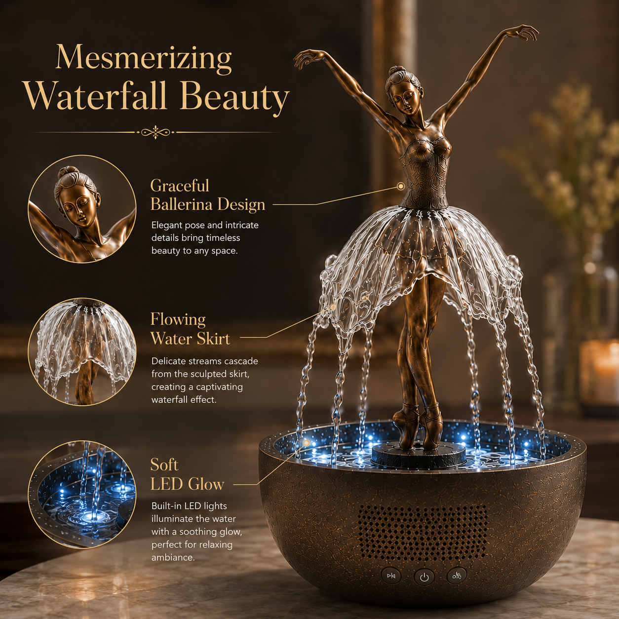 Cyrarise ™🎁Elegant Ballerina Waterfall Fountain Lamp