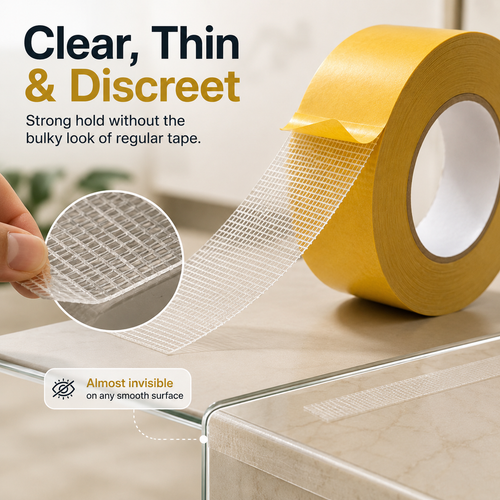 Double-Sided Mesh Tape — Strong Hold, Clean Removal, 65.6 ft Roll