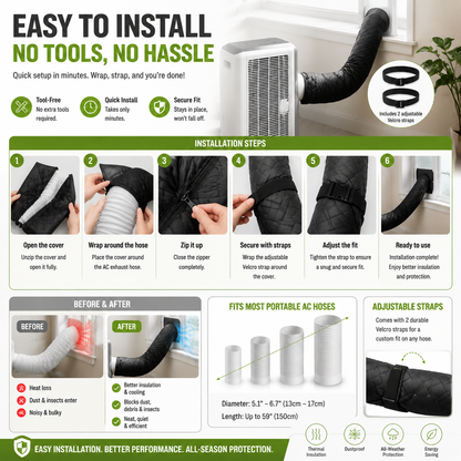 🥳 HOT SALE 2026 🥳 💞 50,000+ SOLD! 👵❤️ Protective cover for insulating air conditioner pipes – With zipper, reusable, offering both aesthetic protection and insulation for indoor AC pipes ❄️🏠