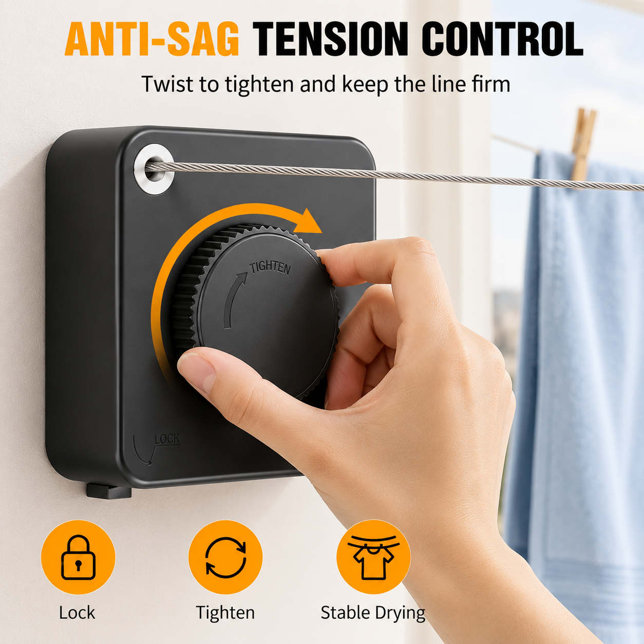 🧺 Retractable Stainless Steel Clothesline – Dry More, Save Space