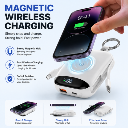 🔥 Hot sell 50% OFF-🔋 10,000mAh 3-in-1 Magnetic Power Bank with Built-In Cables