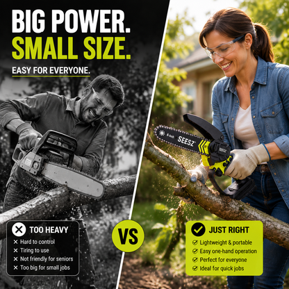 🔥6-Inch Mini Chainsaw – Powerful 21V Brushless Cordless Electric Saw with Auto Oiling, Safety Lock & Lightweight Design for Easy Wood Cutting