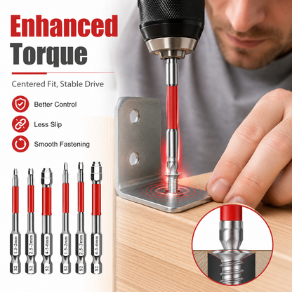 🔥6-Piece Screwdriver Bit Set: Featuring magnetic hexagonal shanks and a unique pagoda-shaped internal hex design