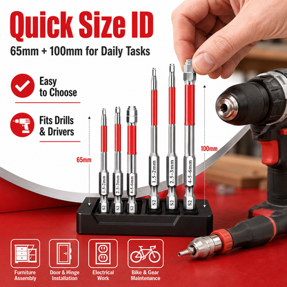 🔥6-Piece Screwdriver Bit Set: Featuring magnetic hexagonal shanks and a unique pagoda-shaped internal hex design