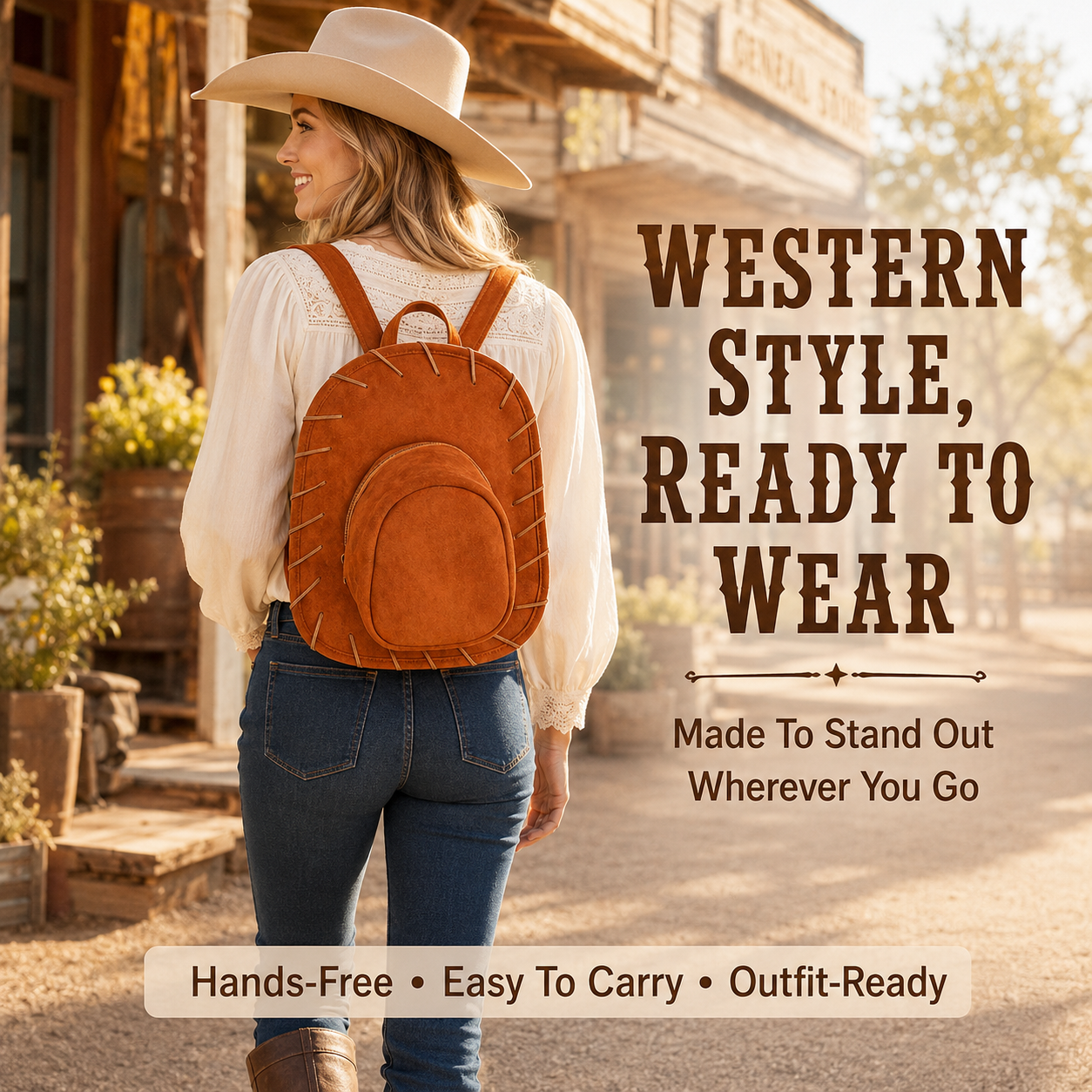 🤠 Western Cowboy Hat Shaped Backpack – Cowgirl Bag