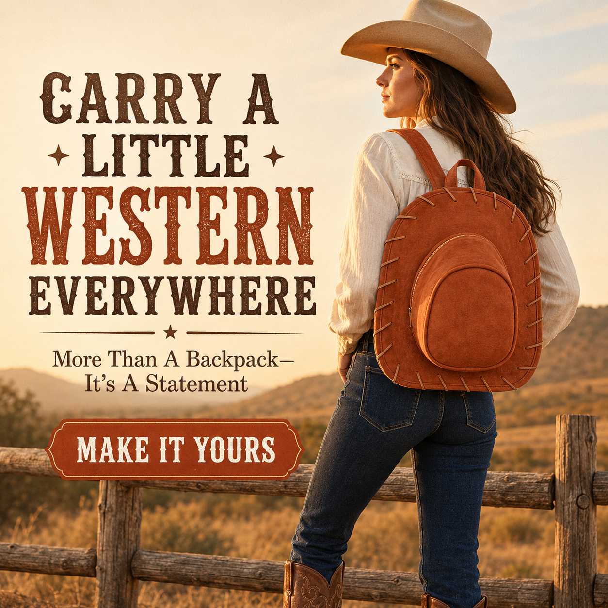🤠 Western Cowboy Hat Shaped Backpack – Cowgirl Bag