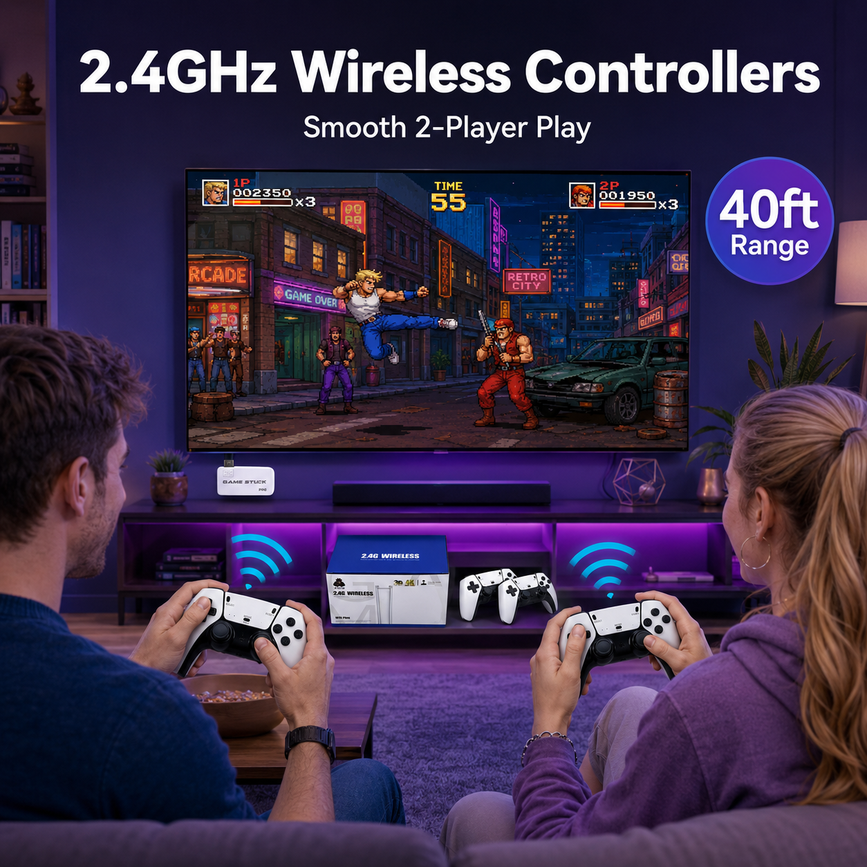 ✨🎁2026 Retro Gaming Console Stick with 4K HDMI, Dual 2.4G Wireless Controller