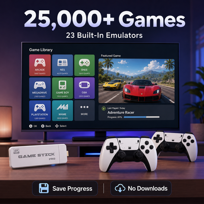 ✨🎁2026 Retro Gaming Console Stick with 4K HDMI, Dual 2.4G Wireless Controller