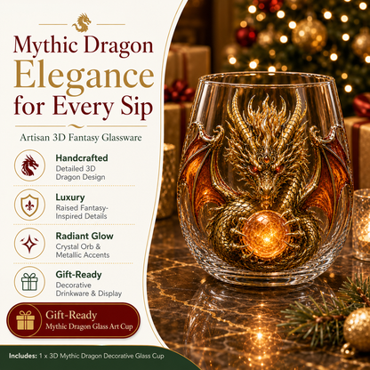 🔥HOT SALE 49% OFF🐉 3D Mythic Dragon Glass Art Cup | Luxury Raised Fantasy Glassware for Whiskey✨
