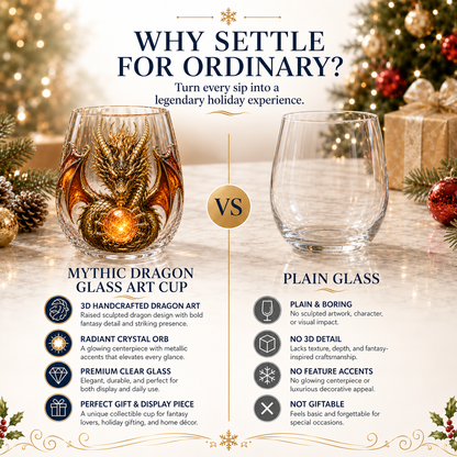 🔥HOT SALE 49% OFF🐉 3D Mythic Dragon Glass Art Cup | Luxury Raised Fantasy Glassware for Whiskey✨