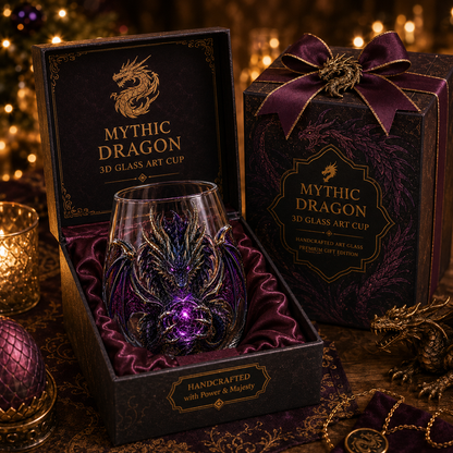 🔥HOT SALE 49% OFF🐉 3D Mythic Dragon Glass Art Cup | Luxury Raised Fantasy Glassware for Whiskey✨