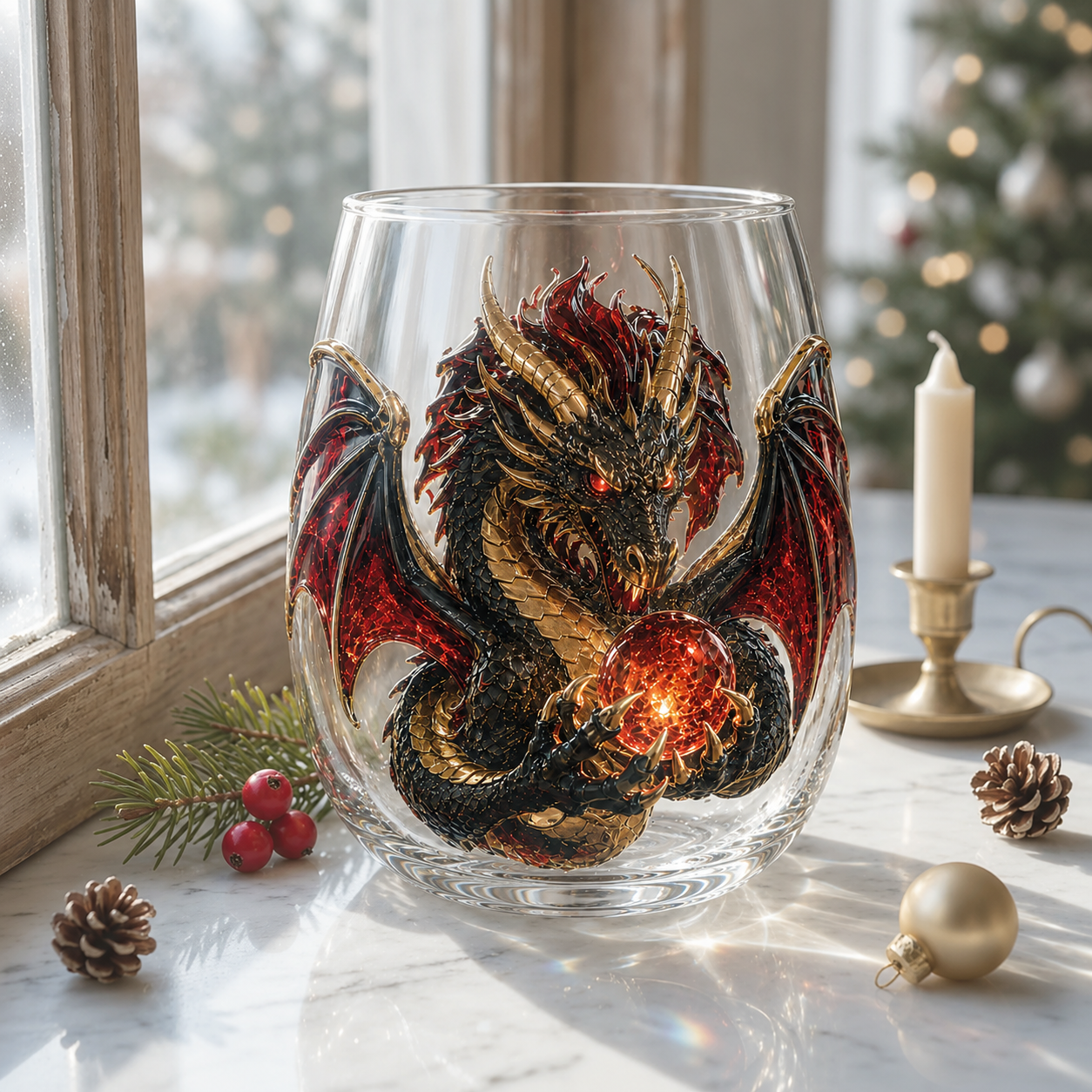 🔥HOT SALE 49% OFF🐉 3D Mythic Dragon Glass Art Cup | Luxury Raised Fantasy Glassware for Whiskey✨