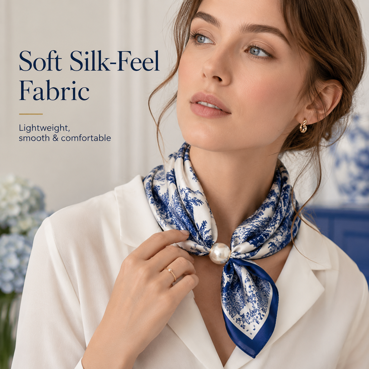 🔥HOT SALE Pearl Buckle Closure Printed Scarf