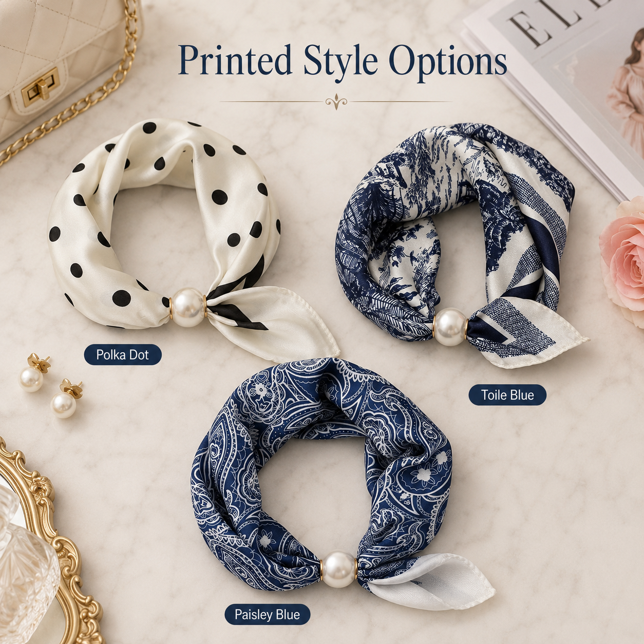 🔥HOT SALE Pearl Buckle Closure Printed Scarf