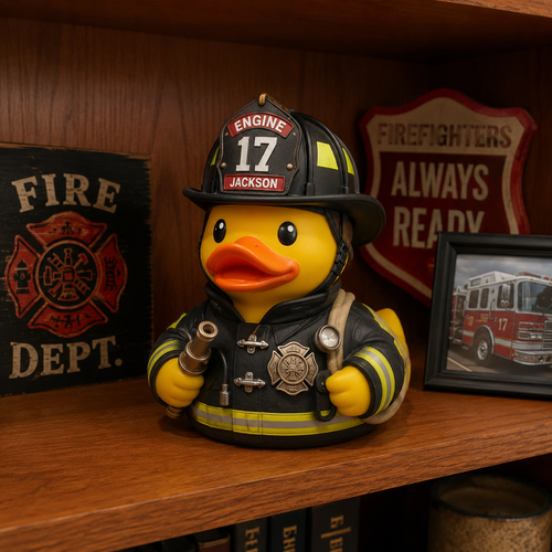 Personalized Firefighter Duck Figurine