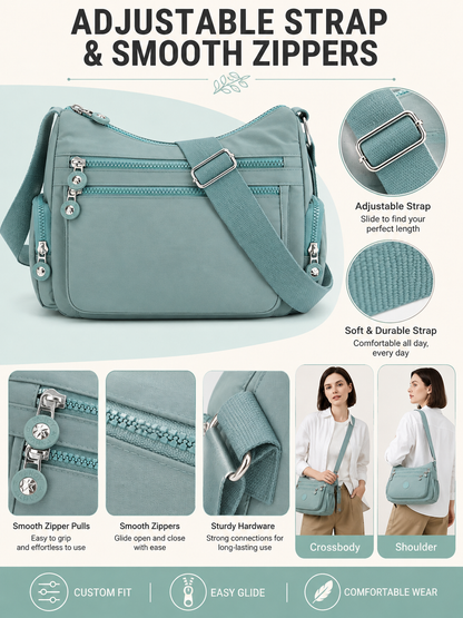 💖 Everyday Favorite Nylon Crossbody Bag with Multi-Pocket Storage