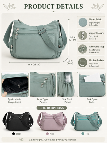 💖 Everyday Favorite Nylon Crossbody Bag with Multi-Pocket Storage