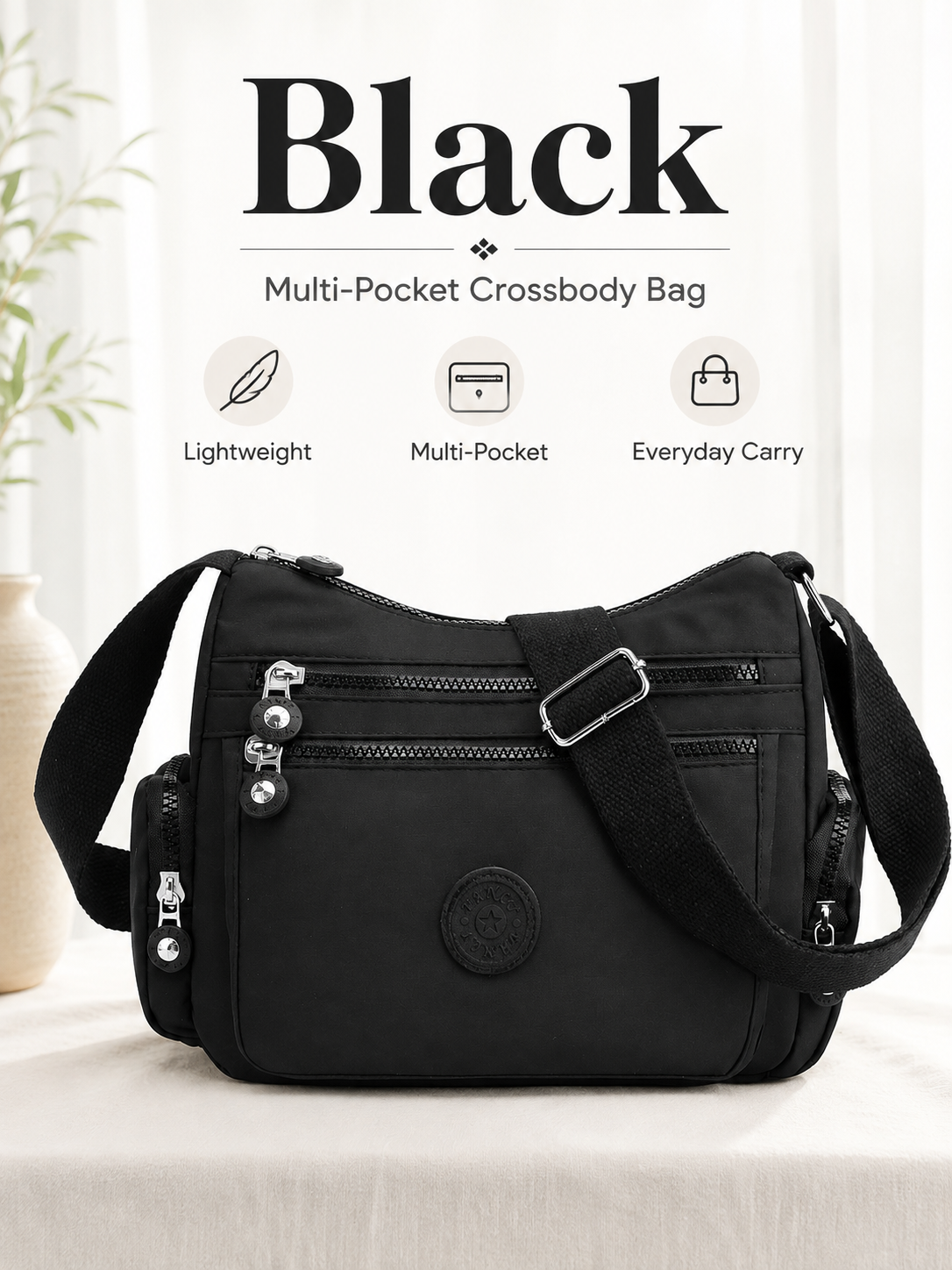 💖 Everyday Favorite Nylon Crossbody Bag with Multi-Pocket Storage