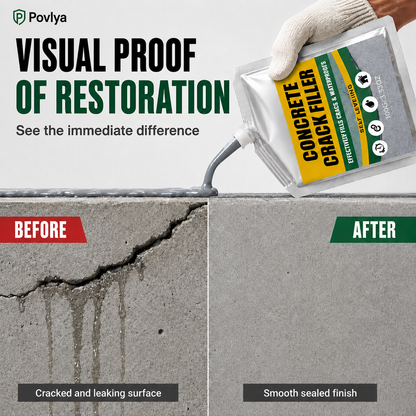 Before and after concrete crack repair