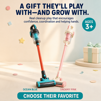 🧹 3-in-1 Kids’ Real-Pickup Vacuum – Rechargeable Pretend Cleaning Toy