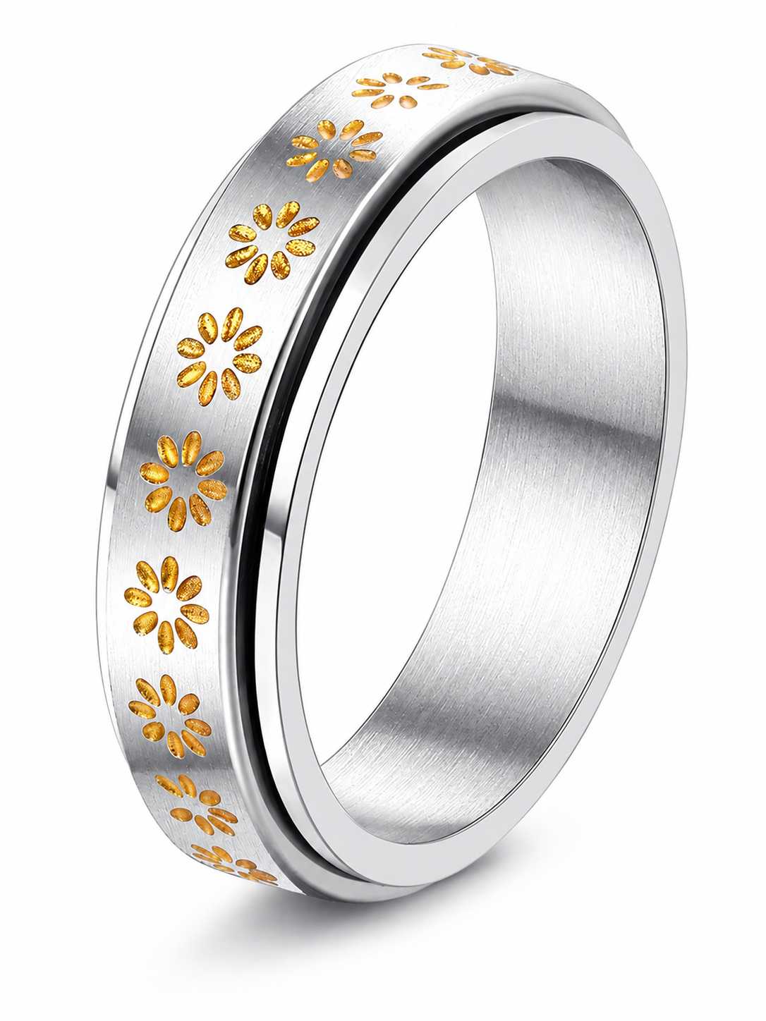💖 Inspirational Gift ✨ 925 Silver-Plated Christian Spinner Ring with Psalm 46:5 & Holy Cross 🙏