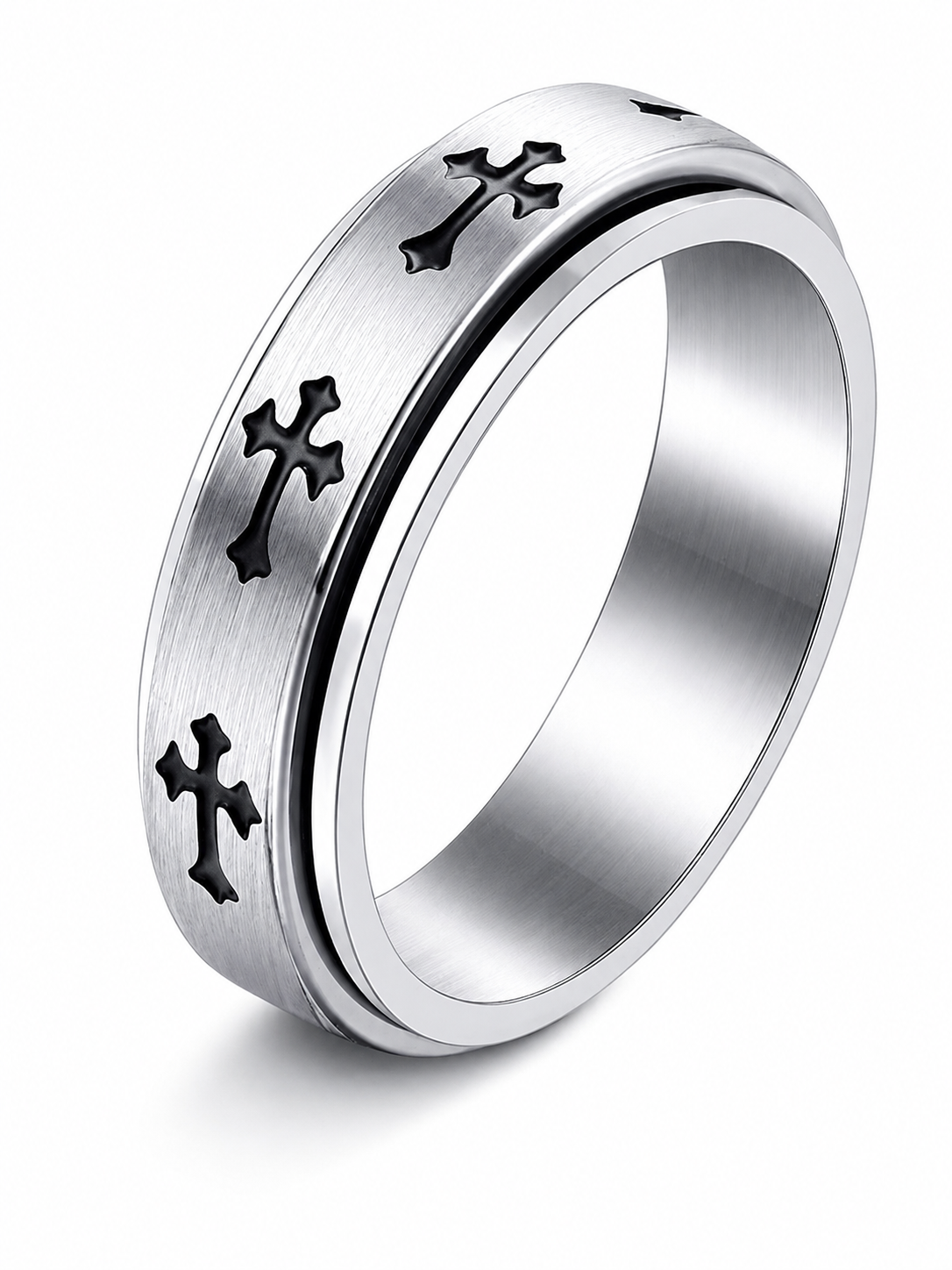 💖 Inspirational Gift ✨ 925 Silver-Plated Christian Spinner Ring with Psalm 46:5 & Holy Cross 🙏