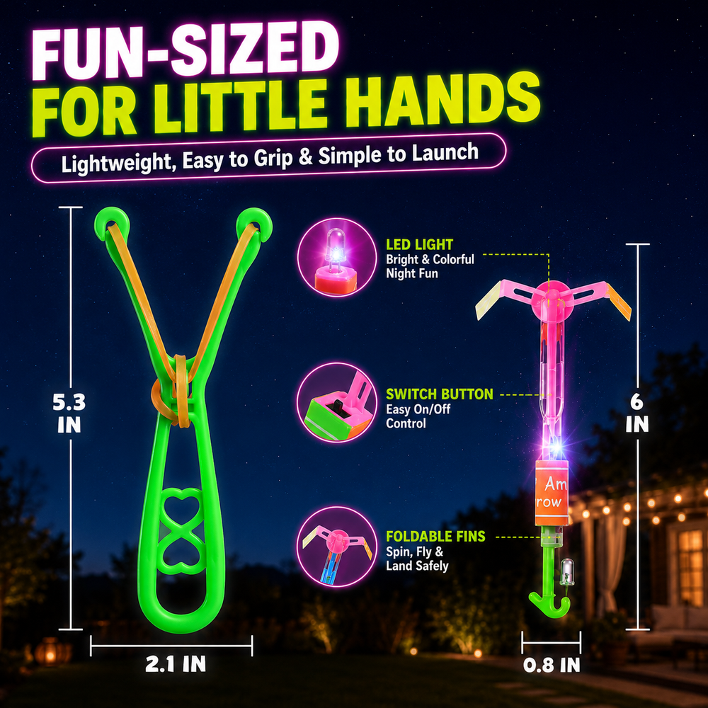 LED slingshot and helicopter size and features