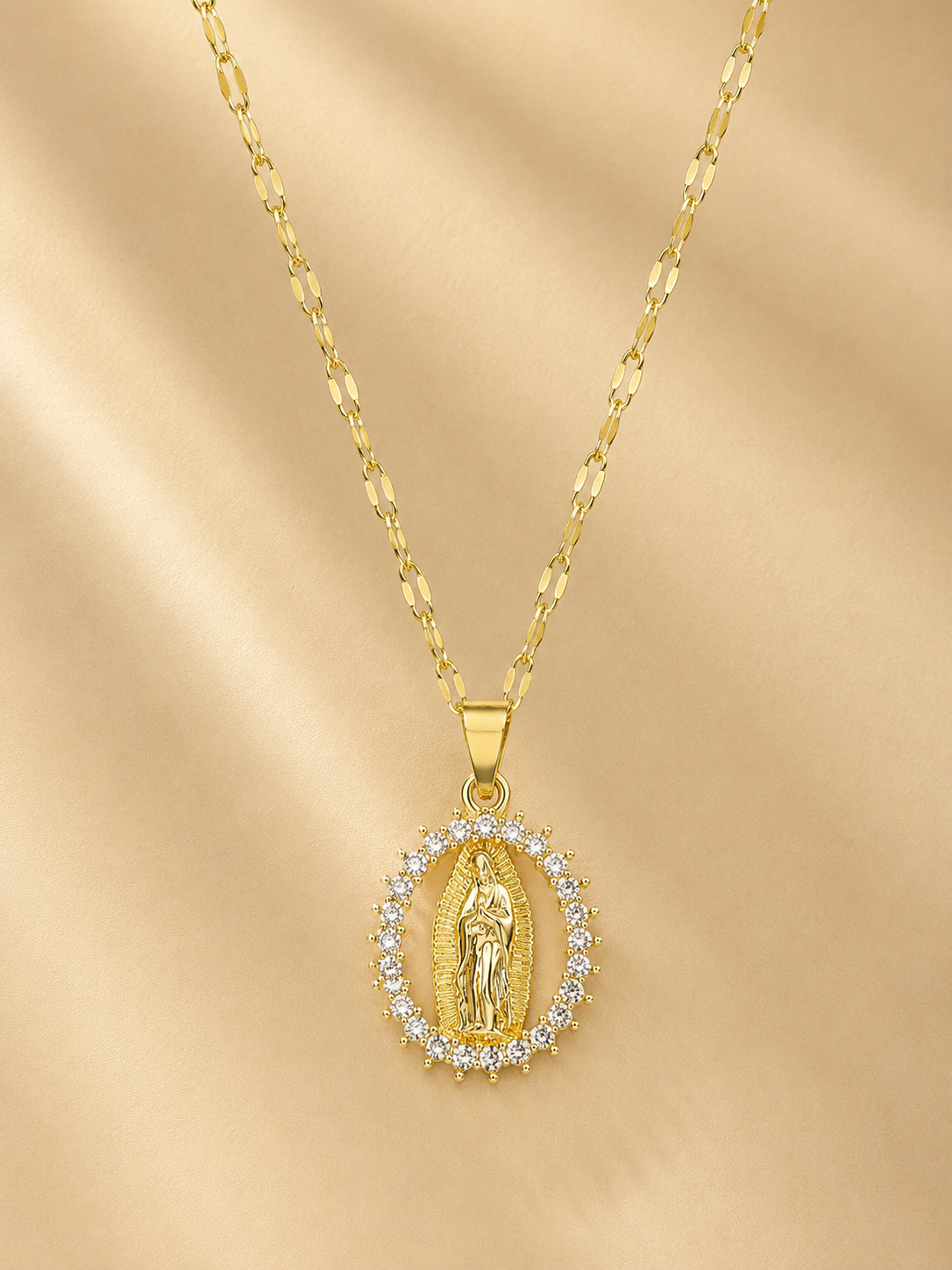 🙏 Faith & Grace ✨ Virgin Mary Pendant Necklace with 5A Cubic Zirconia Halo & 316L Stainless Steel Chain