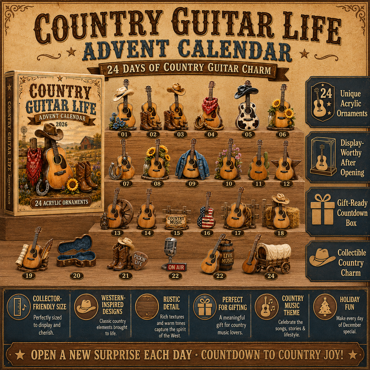 Country Guitar Life Advent Calendar 2026 - 24-Day Festive Countdown