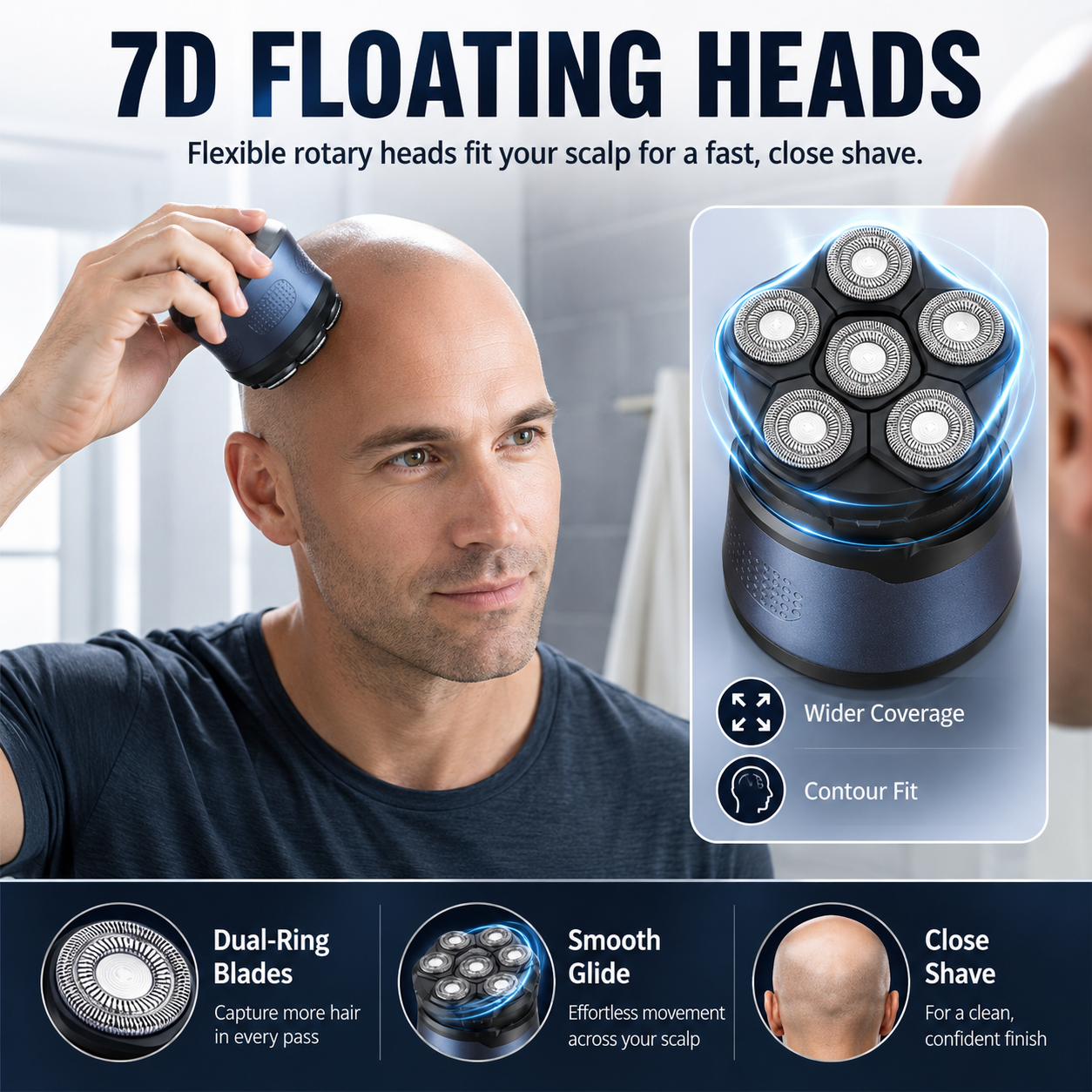 🔥🛠️Head Shavers for Bald Men, IPX7 Waterproof Wet/Dry Head Shavers for Men