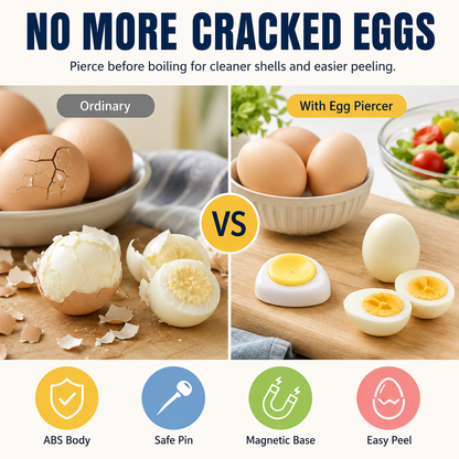 💥2PCS Egg Piercer with Stainless Steel Needle, One-Press Egg Pricker for Boiling Eggs🎁
