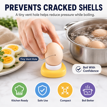 💥2PCS Egg Piercer with Stainless Steel Needle, One-Press Egg Pricker for Boiling Eggs🎁